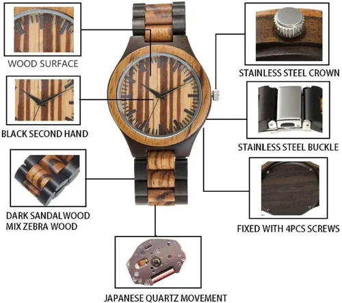 Vista 5 de Relojes de madera grabados personalizados – Relojes de madera de cumpleaños o aniversario personalizados para hombres, marido, novio, papá, hijo