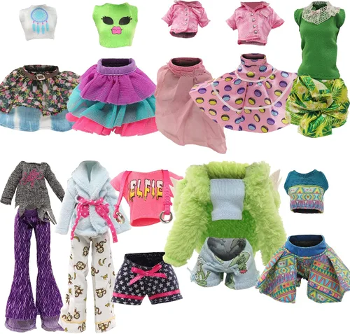 Vista 2 de 10 juegos de ropa de muñeca, tops casuales y pantalones para muñeca Monster Girl de 11 pulgadas