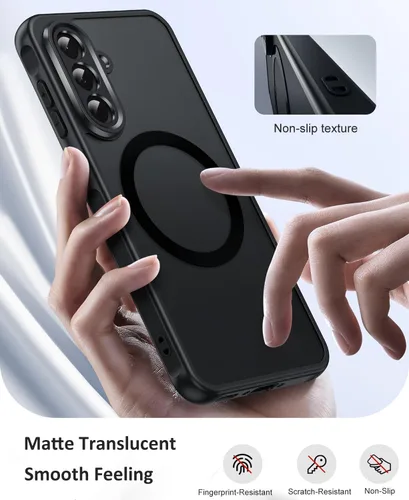 Vista 5 de HikerClub Funda magnética para Galaxy A16 (2024), compatible con cargador inalámbrico, ajuste delgado, Amti-Scratch, translúcido, mate, cubierta