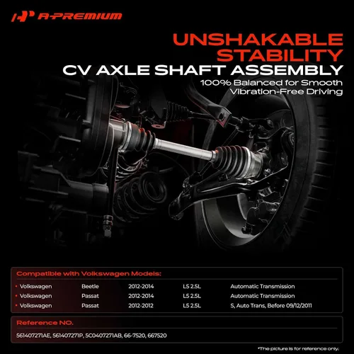 Vista 2 de A-Premium Conjunto de eje de eje CV compatible con Volkswagen Beetle 2012-2014, Passat 2012-2014, L5 2.5L transmisión automática, lado delantero