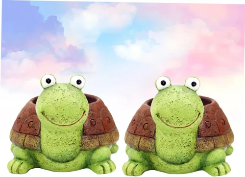 Vista 5 de Yardwe Moldes únicos de tortuga para suculentas, mini macetas de resina para macetas en casa y oficina