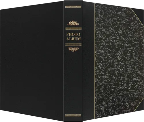Vista 2 de Pioneer Photo Albums LBT-57/SM - Álbum de fotos de 50 bolsillos con cubierta de cuero sintético estilo mármol plateado y negro para impresiones de 5