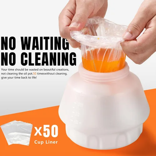 Vista 5 de Pulverizador de pintura con 50 revestimientos desechables para vasos y repuesto de doble pistola, pulverizador eléctrico HVLP para pintura de casas