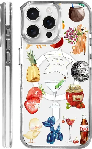 Vista 36 de Funda para iPhone 13 Pro, transparente con bonito patrón de tiburón azul, compatible con Magsafe funda protectora suave para mujeres y niñas (blanco)