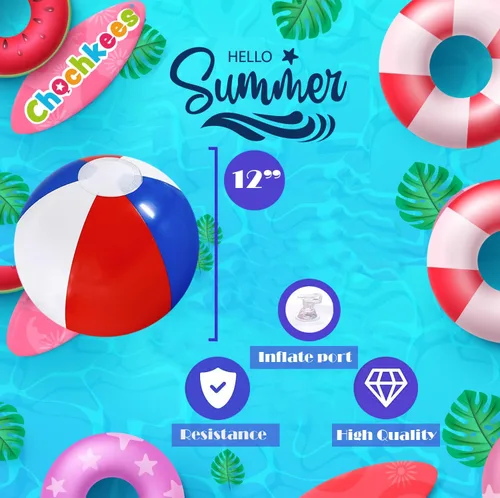 Vista 2 de The Dreidel Company Pelotas de playa patrióticas inflables con diseño de bandera de Estados Unidos para fiesta de piscina, cumpleaños, juguete