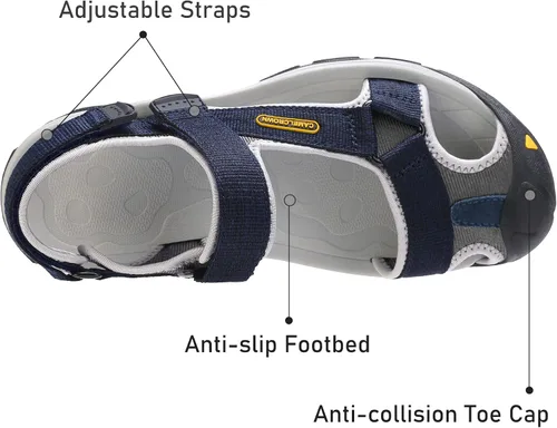 Vista 3 de CAMEL CROWN Sandalias de senderismo impermeables para hombre, sandalias de agua con punta cerrada, sandalias deportivas para verano, al aire libre