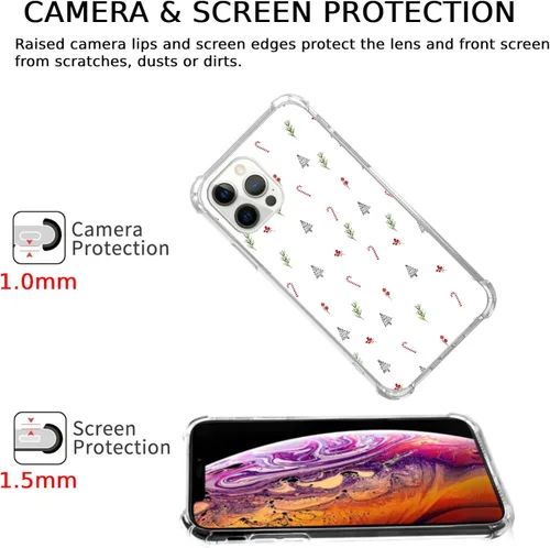 Vista 6 de Funda minimalista con diseño de árbol de Navidad y bayas de caramelo compatible con iPhone 15 Pro, bonita funda de Navidad para iPhone 15 Pro