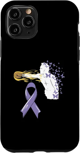 Vista 10 de Funda para iPhone 14 con cinta de concientización sobre el cáncer, color lavanda, sobreviviente de lucha contra el cáncer