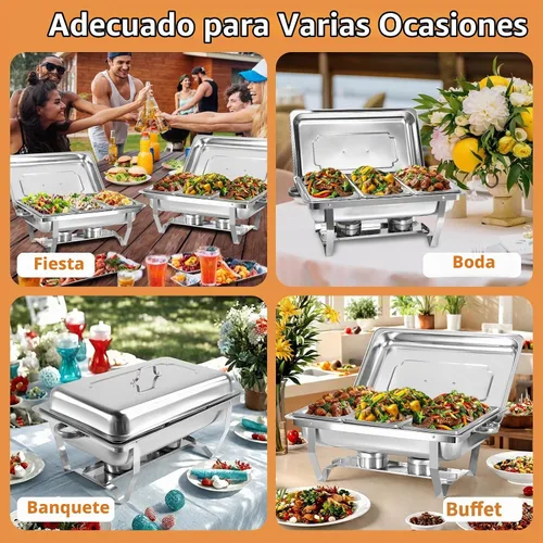 Vista 7 de Juego de Platos de Roce para Buffet de Jacgood, Platos de Roce de 8QT de Alta Calidad para Buffet, Juegos de Platos de Roce y Calentadores de Buffet