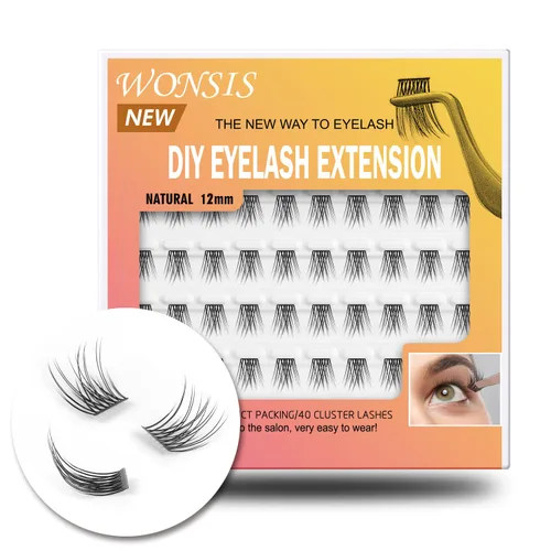 Vista 18 de Extensiones de pestañas en racimo de pestañas, pestañas individuales reutilizables, extensiones de pestañas individuales naturales para extensiones