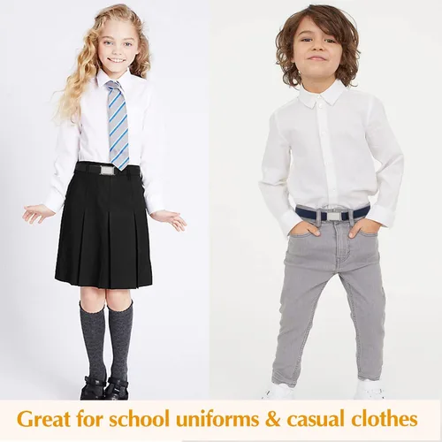 Vista 26 de JASGOOD Cinturón magnético ajustable para niños y niñas, cinturón elástico con hebilla magnética fácil para niñas de regreso a la escuela