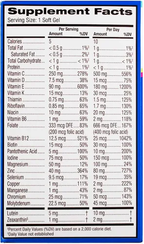 Vista 4 de Bausch & Lomb PreserVision - Vitamina mineral para ojos, 100 geles blandos (paquete de 2)