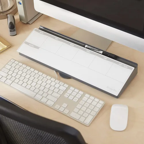Vista 8 de ECR4Kids MessageStor Teclado para Escribir y Almacenar, Organizador de Escritorio, Gris