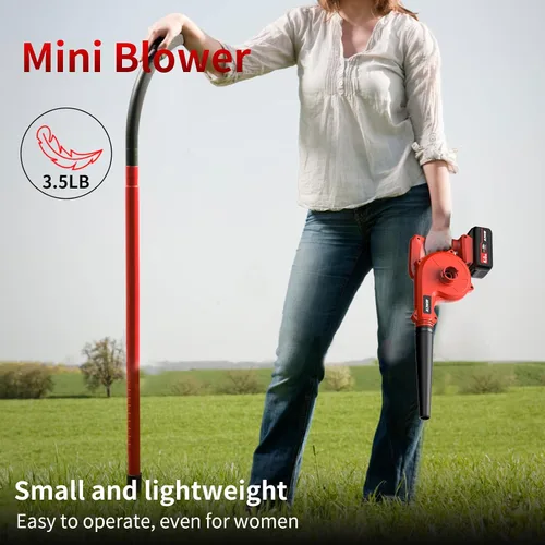 Vista 2 de NAWIN Mini kit de soplador eléctrico, soplador de hojas con batería y cargador, mini soplador ligero de mano de 20 V para césped, soplador de hojas