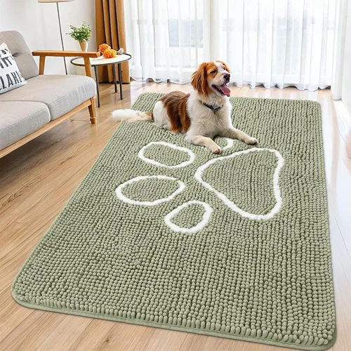 Vista 84 de Smiry Tapete para puerta de perro para patas fangosas, absorbente y Gris y negro