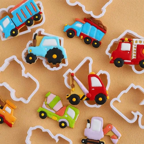 Vista 7 de Cortadores de galletas de transporte/vehículos con plantillas de galletas a juego, juego de 16-8 cortadores de galletas y 8 plantillas, incluye