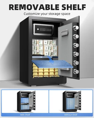 Vista 5 de DAYI Caja fuerte, caja fuerte de 4.0 pies cúbicos para el hogar con teclado digital, alarma dual y bolsa ignífuga, caja fuerte de seguridad