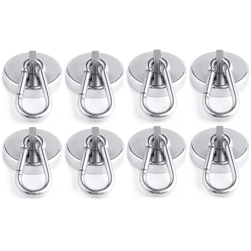 Vista 9 de WELLZEER Ganchos magnéticos de 100 libras, ganchos magnéticos negros con mosquetón giratorio para colgar refrigerador, fuerte imán de neodimio