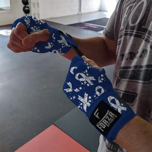 Vista 3 de Forza Sports Vendas de boxeo y MMA estilo mexicano de 180" Concientización sobre el autismo Azul