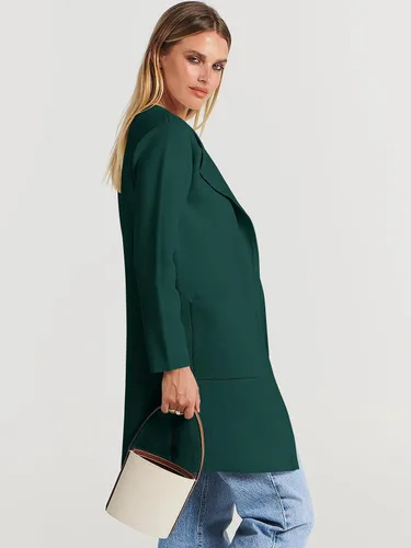 Vista 3 de Caracilia Cárdigan de punto para mujer, de gran tamaño, frente abierto, manga larga, solapa, casual, abrigo de otoño 2023, abrigo elegante