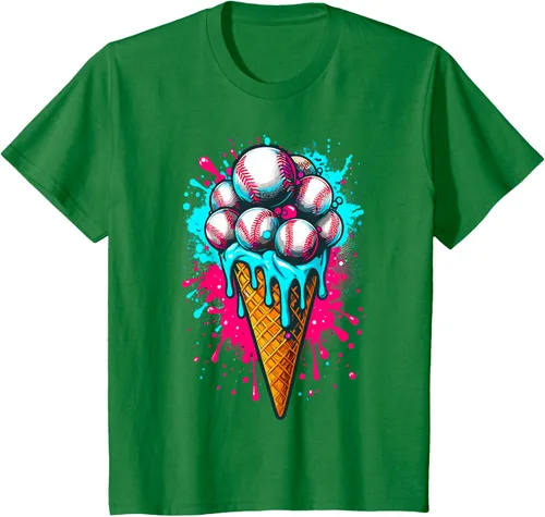 Vista 36 de Camiseta de béisbol de acuarela de helado de béisbol