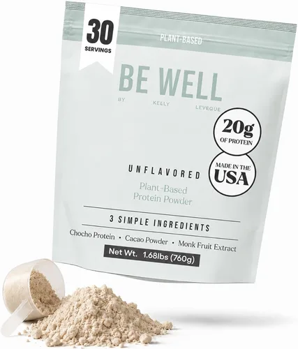 Vista 10 de Be Well By Kelly - Proteína en polvo a base de plantas de chocolate, vegana 0.74 oz de proteína 9G de fibra 1 NetCarb (3 ingredientes, 20 porciones)