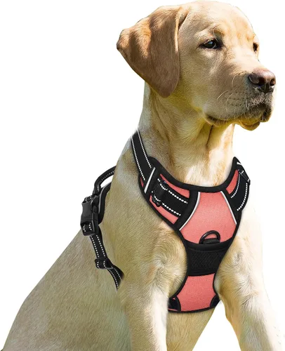 Vista 77 de BARKBAY - Arnés para perro sin tirones con clip frontal, material resistente y reflectante, asa de fácil control para pasear perros grandes