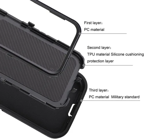 Vista 7 de Co-Goldguard Funda para iPhone 15 de 6.1 pulgadas, resistente de 3 capas, funda protectora resistente para iPhone 15 (negro)