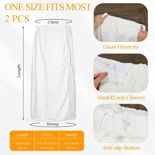 Vista 2 de Tigeen 2 toallas envolventes para mujer, bata de spa ligera con cierre ajustable, parte superior elástica, bata de baño suave, envoltura de spa
