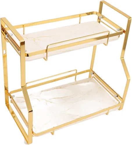 Vista 3 de Cryfokt Estante organizador de baño, estante de cocina de hierro, fácil montaje, estante de almacenamiento multiusos, gran capacidad para sala