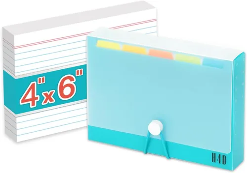 Vista 18 de Estuche de tarjetas de índice H4D de 3x5 con 100 tarjetas de índice pesadas rayadas y separadores, negro