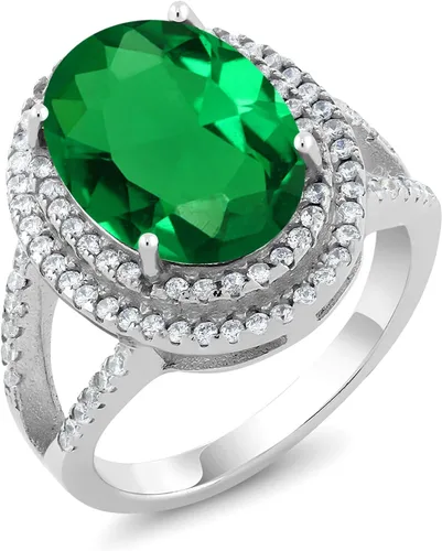Vista 3 de Gem Stone King Anillo de piedra natal ovalada de 0.55 x 0.39 pulgadas para mujer, plata de ley 925, anillo de compromiso de boda para mujer