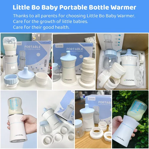 Vista 6 de Little Bo Baby - Juego de calentador de biberones portátil, calentador portátil con biberón y adaptador, calentador de botellas de viaje para leche