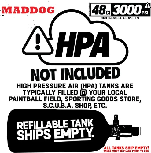 Vista 7 de Maddog Aluminum Compressed Air HPA Paintball Tank with Regulator - Airgun Airsoft PCP - Fresh Hydro Date - Ships Empty - Single - Refillable