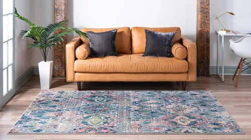 Vista 3 de Unique Loom Sumter Collection Area Rug - Brewton (2' 2" x 3' 1" Rectangle Multi/Blue)