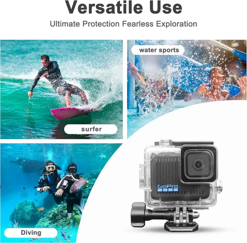 Vista 6 de OKFUN Funda protectora de buceo impermeable para Go Pro Hero 4K, 196 pies/196.9 ft, carcasa duradera para buceo subacuático, esnórquel, surf
