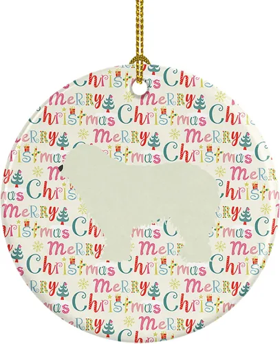 Vista 15 de Caroline's Treasures Affenpinscher - Adorno de cerámica con texto en inglés "Merry Christmas", multicolor para colgar en el árbol de Navidad