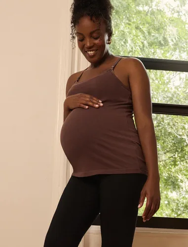 Vista 19 de Motherhood Maternity Camiseta sin mangas de lactancia con clip para mujer con correas ajustables y brasier integrado para lactancia materna