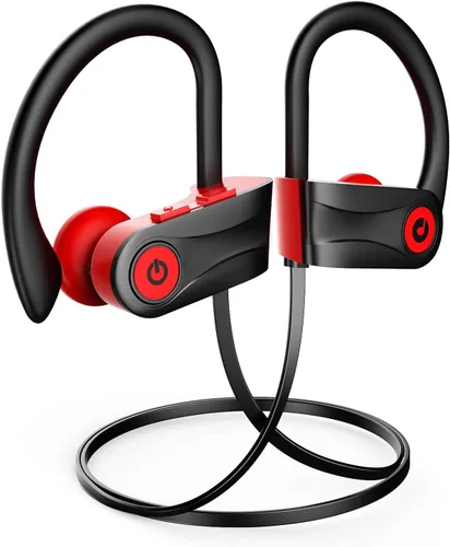 Vista 8 de Otium Auriculares Bluetooth inalámbricos, auriculares Bluetooth, auriculares deportivos, IPX7, impermeables, estéreo, para gimnasio, correr, 15 Negro