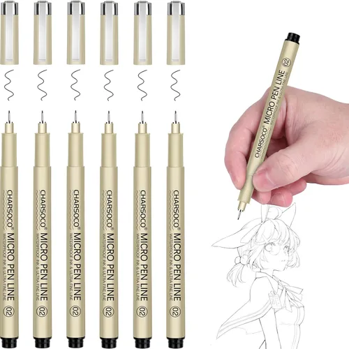 Vista 20 de XS Micro Pen, paquete de 6 bolígrafos negros de punta fina con tinta de archivo impermeable, bolígrafos de tinta fina de 0.039-0.079 in