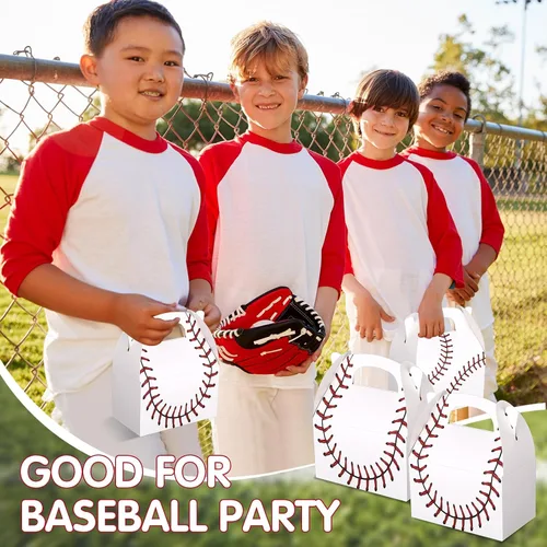 Vista 6 de Aoriher 30 cajas de golosinas de béisbol, regalos de fiesta de béisbol, bolsas de regalo temáticas deportivas con asas, decoraciones de fiesta
