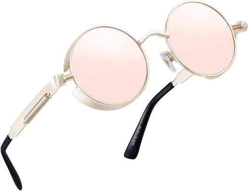 Vista 31 de Joopin Gafas de sol redondas pequeñas Hippie Circle Teashades Traje de protección UV Todo negro
