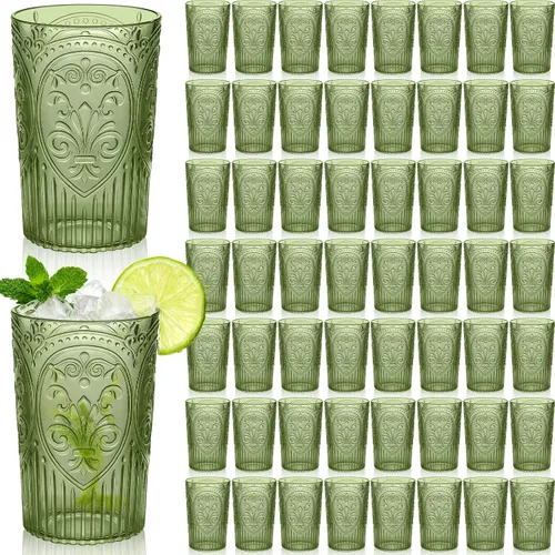 Vista 10 de 24 vasos de plástico vintage para agua potable de 16 onzas, a Verde
