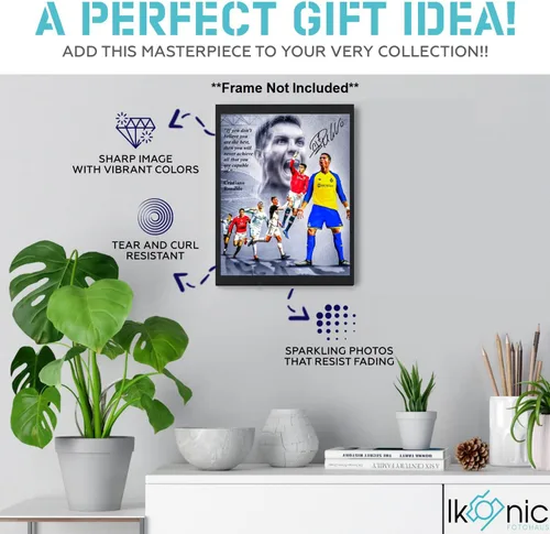 Vista 2 de Ikonic Fotohaus Cristiano Ronaldo - Cita motivacional para el éxito Believe You are the Best Photo Autograph Print Poster Wall Art Home Decor