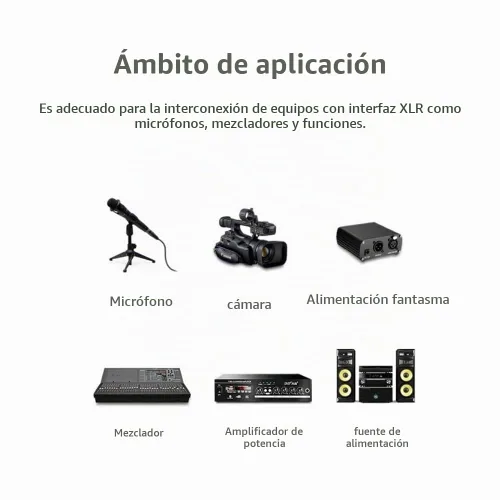 Vista 5 de Cable de micrófono estéreo XLR a 0.138 in, (1,5 pies) para videocámaras, cámaras DSLR, dispositivo de grabación de computadora y más