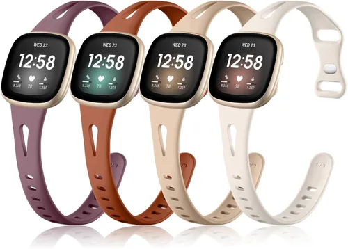 Vista 17 de Ouwegaga Compatible with Fitbit Versa 4 Bands for Woman/Sense 2/Sense/Versa 3 Bands for Men,Soft Silicone Slim Sport Strap Compatible with Fitbit