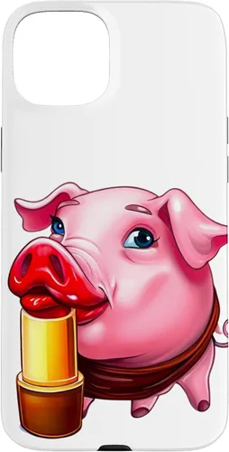 Vista 9 de Funda para iPhone 17 con lápiz labial para niñas en un cerdo