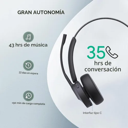 Vista 3 de Yealink BH70 Mono Bluetooth Teams Headset with AI Mic for Work from Home PC Negro (Equipos)