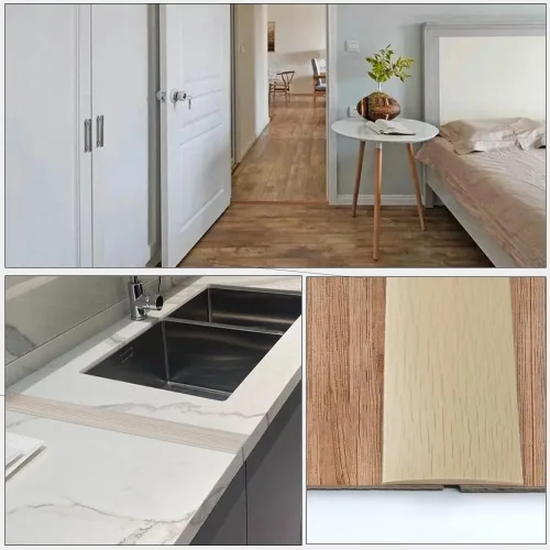 Vista 7 de Tira de transición de suelo de 1.57 pulgadas, tira de transición de vinilo plano autoadhesiva con respaldo fuerte, grano de madera de 1.6 in, 3.28
