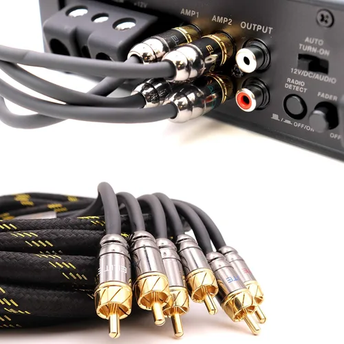 Vista 3 de Elite Audio EA-PROK8 + EA-PRO617 Pro Series Kit de cableado de amplificador con combo RCA de 6 canales, 1000 W de potencia máxima, 8GA, cable